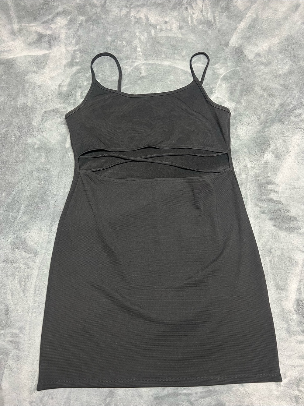 Factorie Black Spaghetti Strap Mini Dress with Front Cutout